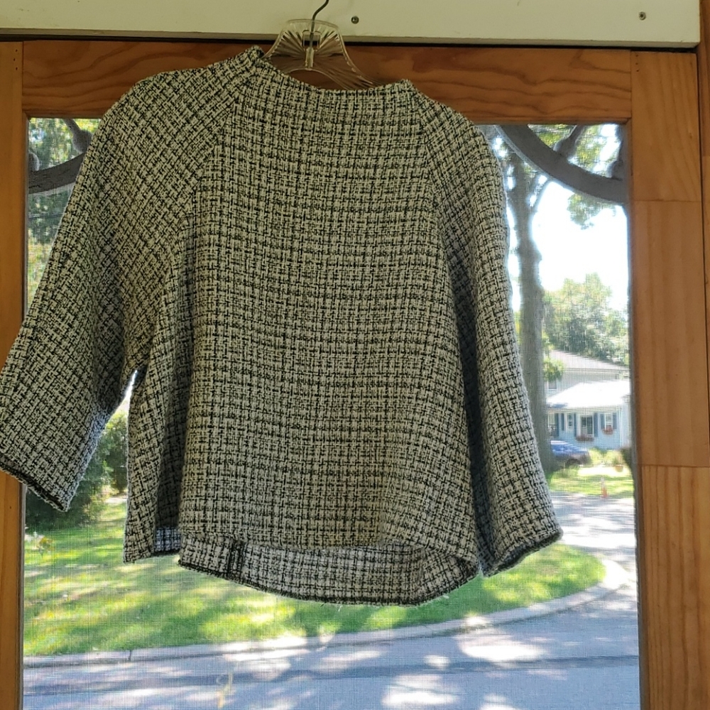 Zara black and white tweed top size L